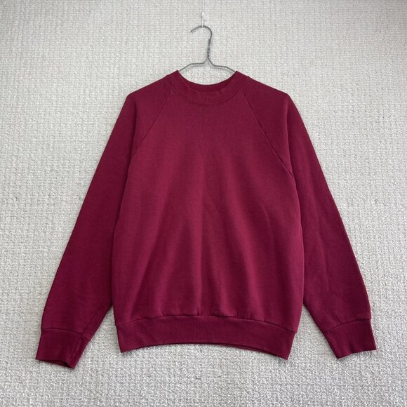 Vintage Fruit of the Loom Cotton Blank Dark Red Sweatshirt Made In USA Sz M - Picture 1 of 13